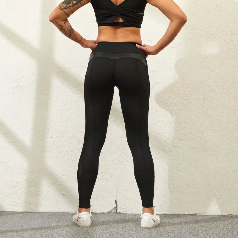 Mesh PU Leggings