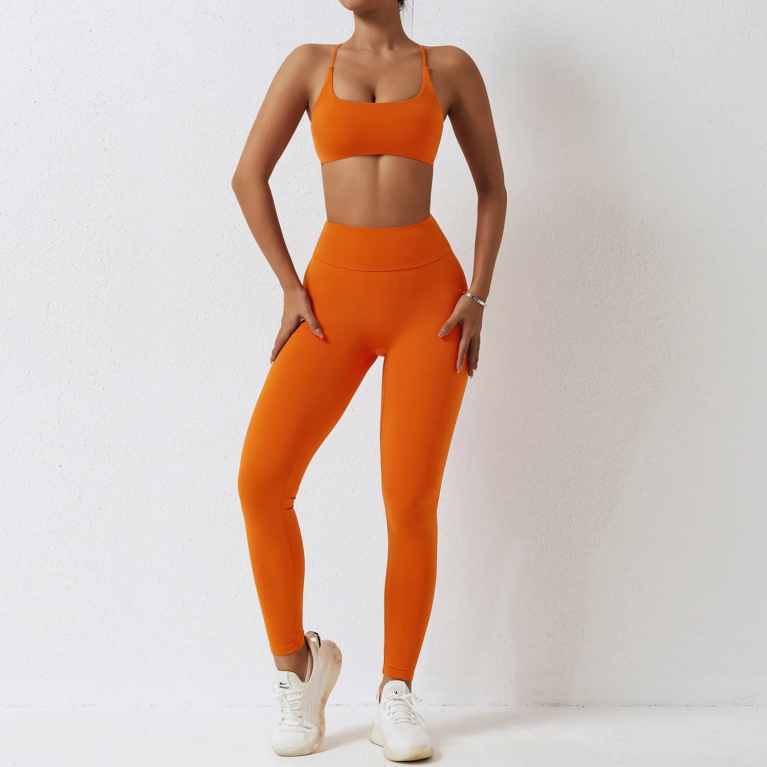 Women's 2-Piece High Waist Leggings Sports Bra Workout Tracksuit