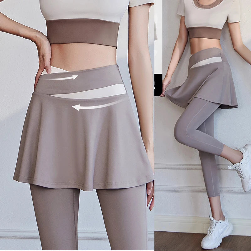 Cross-waist Legging Yoga with Skirts