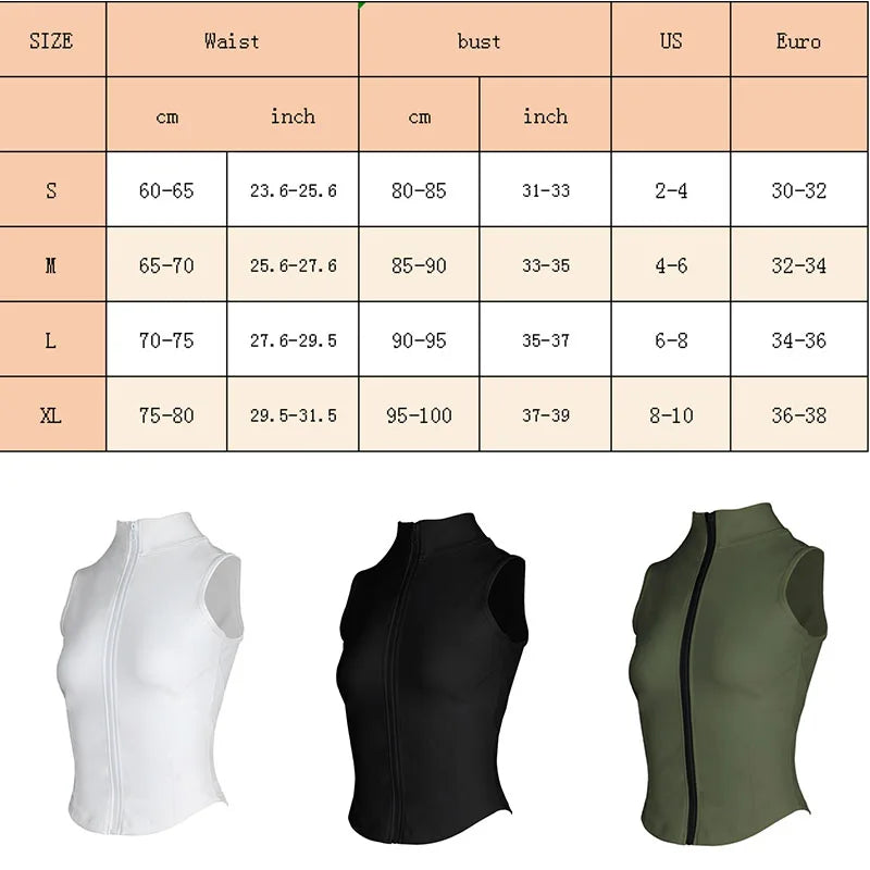 Athletic Zip Up Vest Jacket Sleeveless Running Yoga Tops