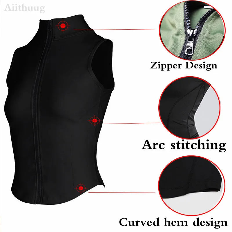 Athletic Zip Up Vest Jacket Sleeveless Running Yoga Tops