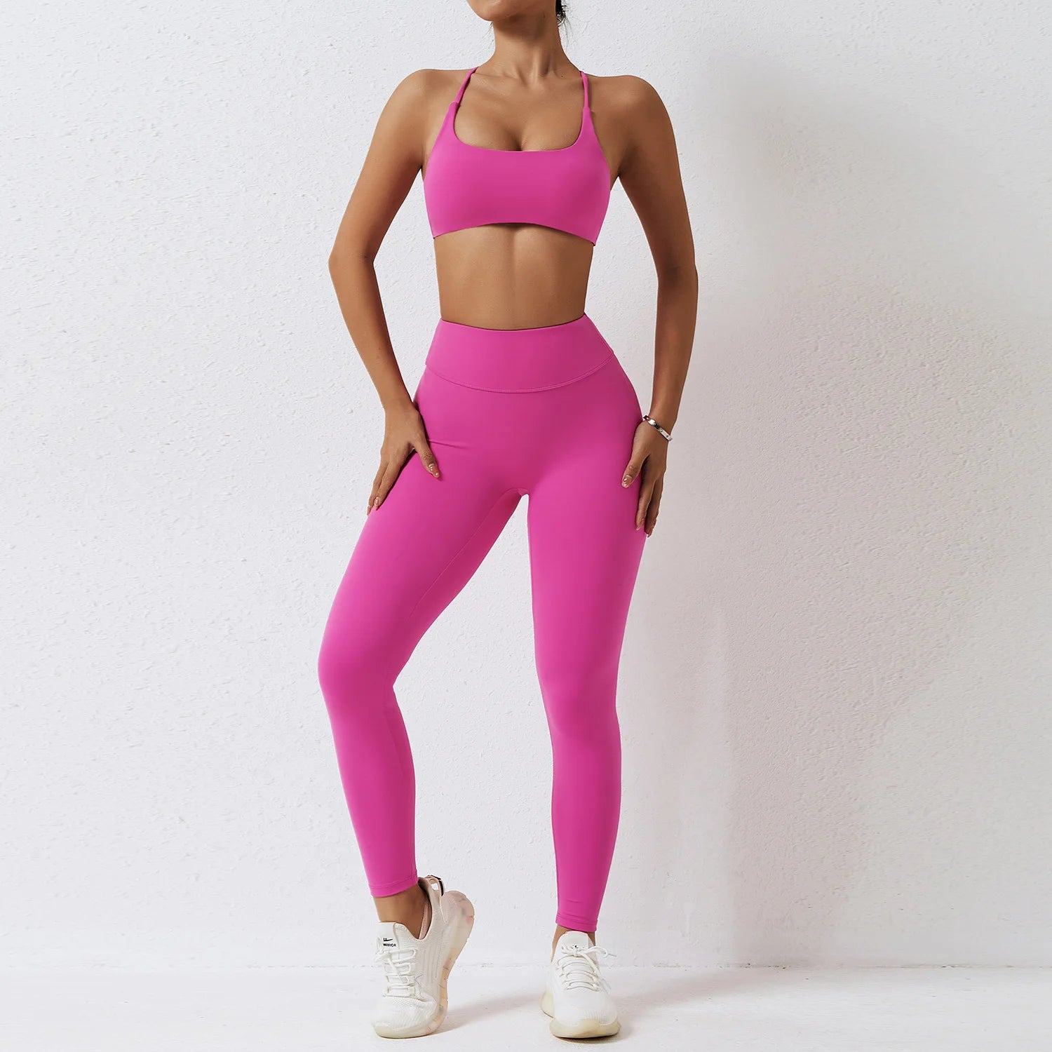 Women's 2-Piece High Waist Leggings Sports Bra Workout Tracksuit