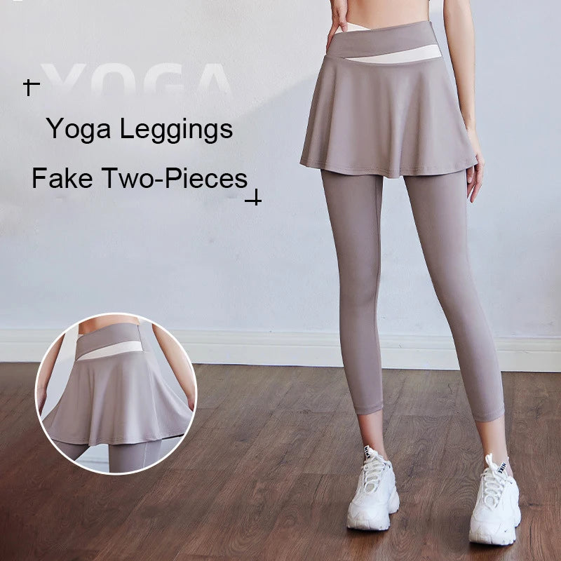 Cross-waist Legging Yoga with Skirts