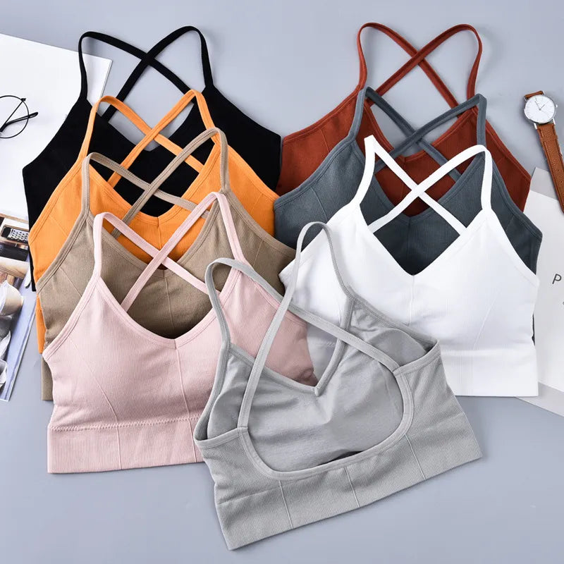 Cross Strap Push-Up Gym Bra