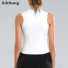 Athletic Zip Up Vest Jacket Sleeveless Running Yoga Tops